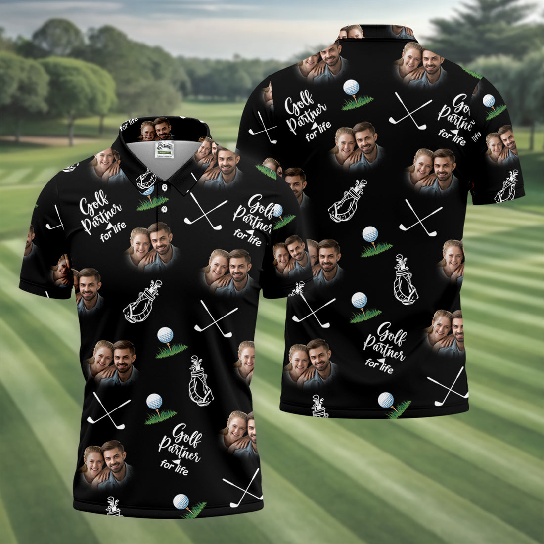 Golf Partner For Life Custom Photo Black Golf Tops For Men, Valentines Golf Gift, Golf Gift For Men
