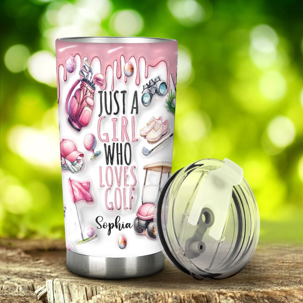 Just A Girl Who Loves Golf Custom Stainless Steel Tumbler, 20oz Golf Tumbler, Mothers Day Gift