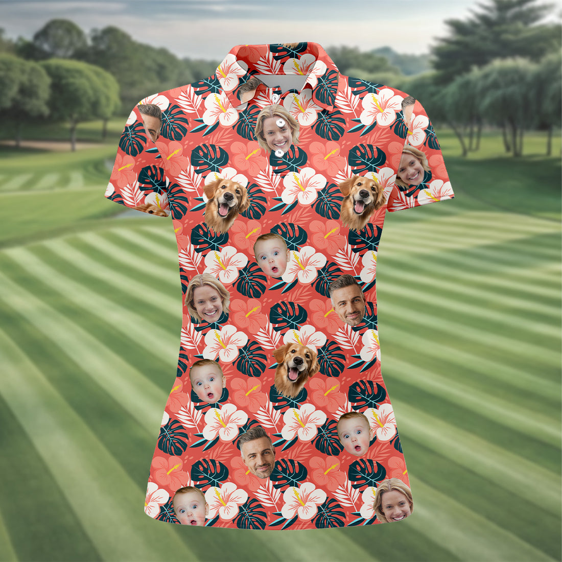 Womens Hawaiian Golf Shirts, Custom Hawaiian Shirt With Face, Women's Long Sleeve Golf Shirts, Ladies Golf Tops