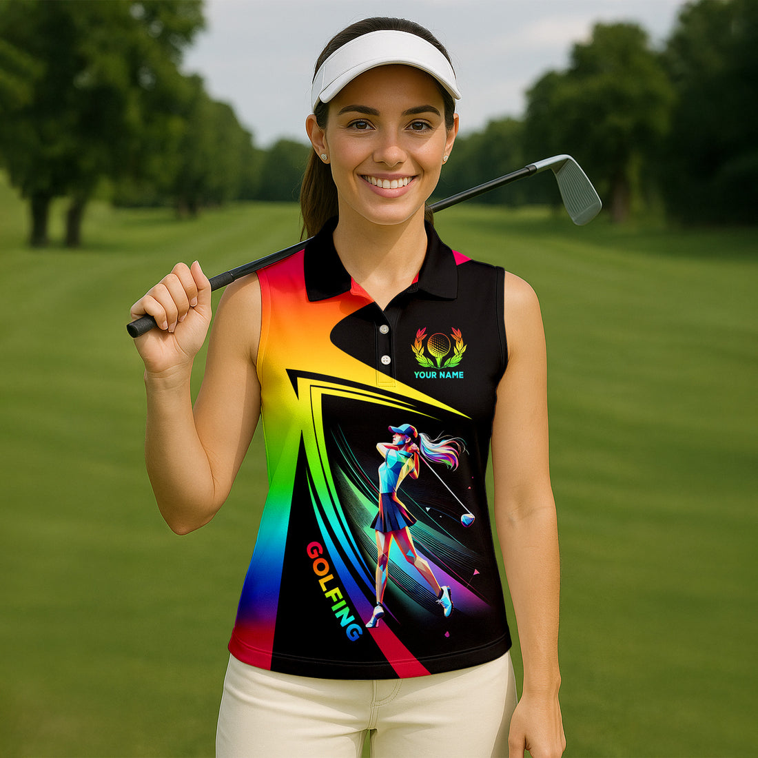 Swing Swear Repeat Personalized Funny Golf Polo Shirt, Custom Ladies Golf Shirt
