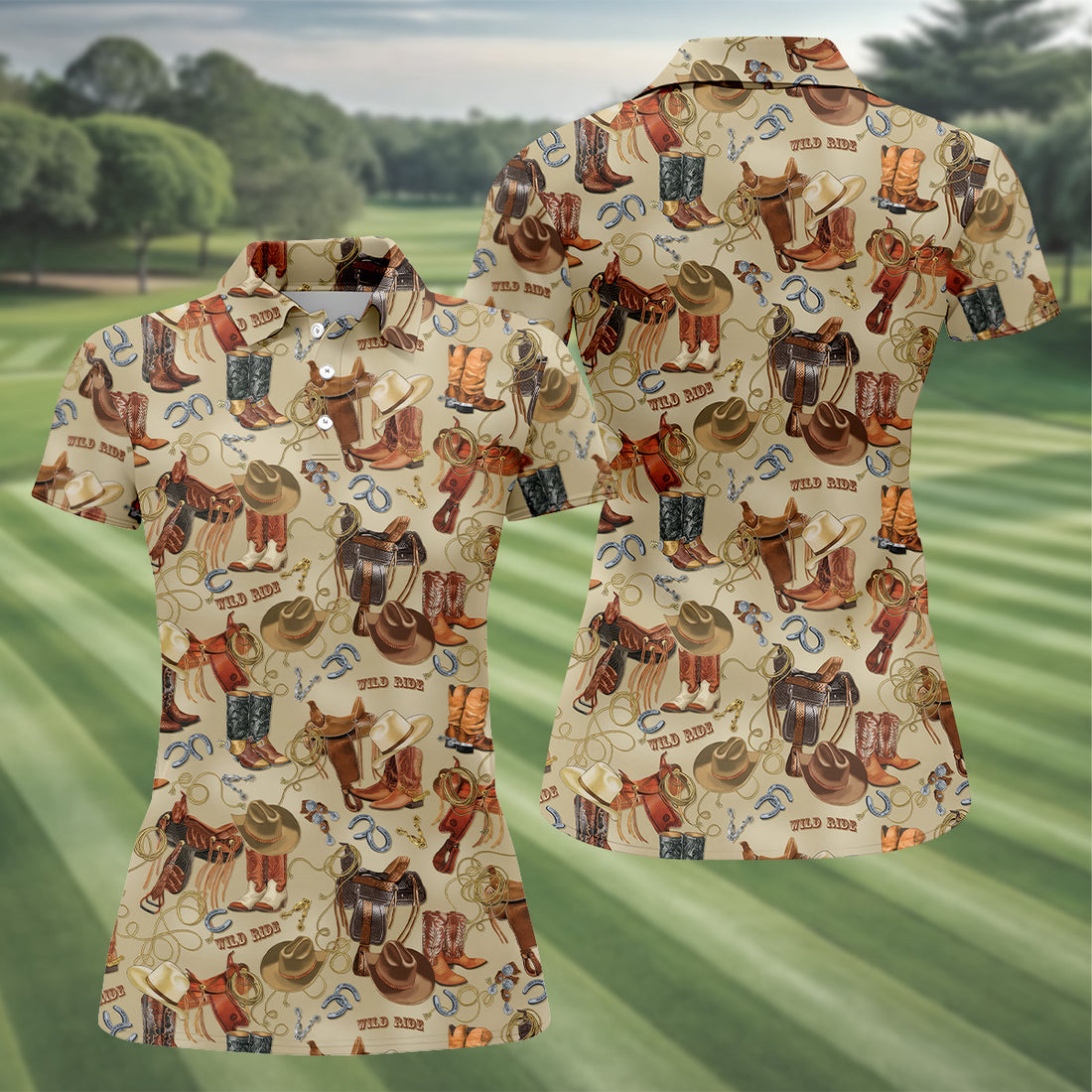 Wild Ride Western Ways Golf Shirt, Womens Golf Shirts, Ladies Golf Shirts, Golfing Apparel