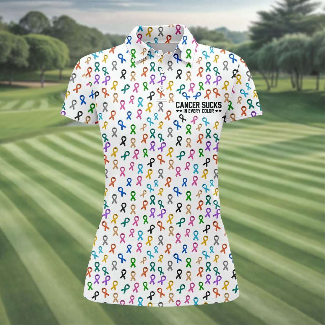 Cancer Sucks In Every Color Women Golf Shirt, Cancer Awareness Shirt, Cancer Survivor Shirt, Golf Gift For Women