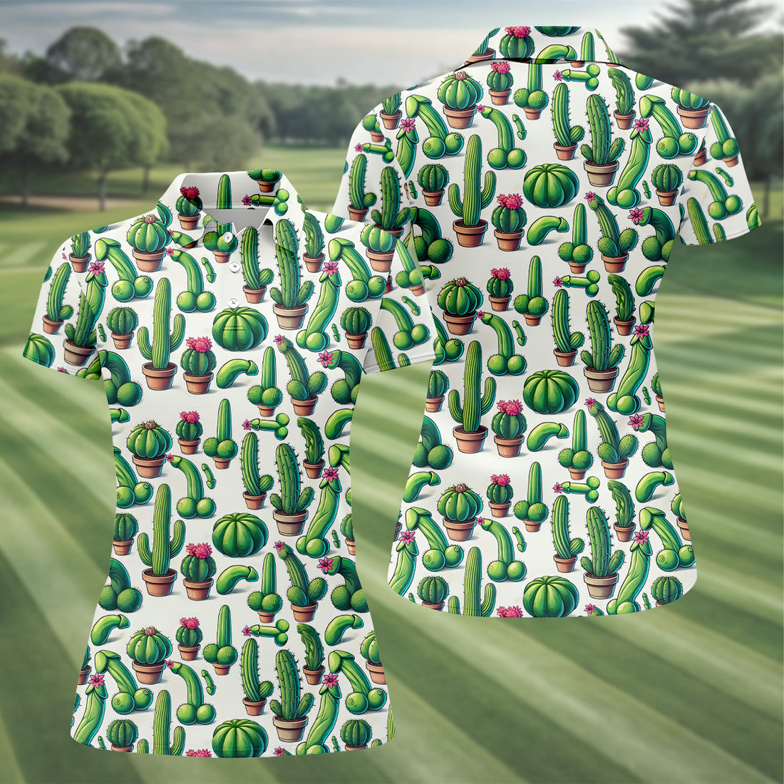 Adult Humor Funny Cactus Women Golf Top, Ladies Sleeveless Tops, Gifts For Golf Lovers, Ladies Golf Shirts