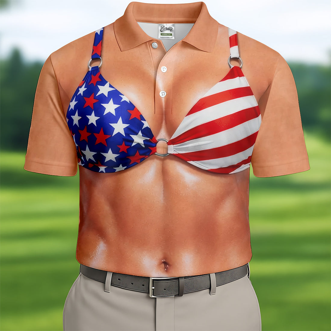 Naughty Fun USA Patriotic 4th Of July Golf Tops For Men, 250th Anniversary Golf Shirts For Men