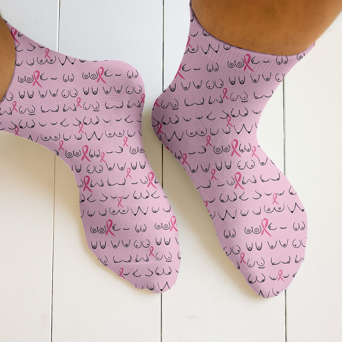 Funny Pink Golf Socks With Breast Cancer Pink Ribbon, Christmas Golf Gift, Golfing Apparel