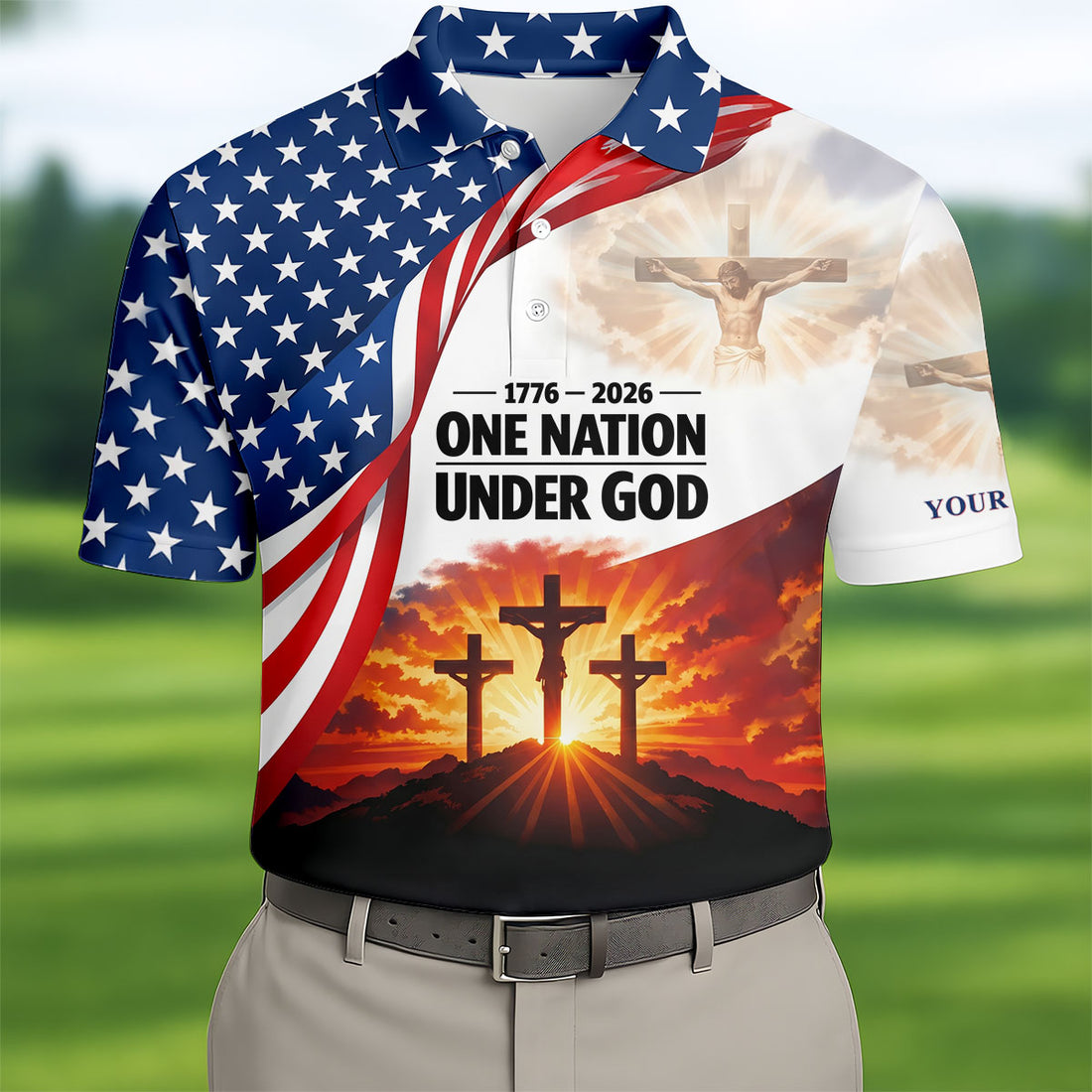 Faith And Freedom Men's 250 Years USA Patriotic Golf Shirt, Christian Patriotic Polo Shirt, 4th of July Golf Shirt