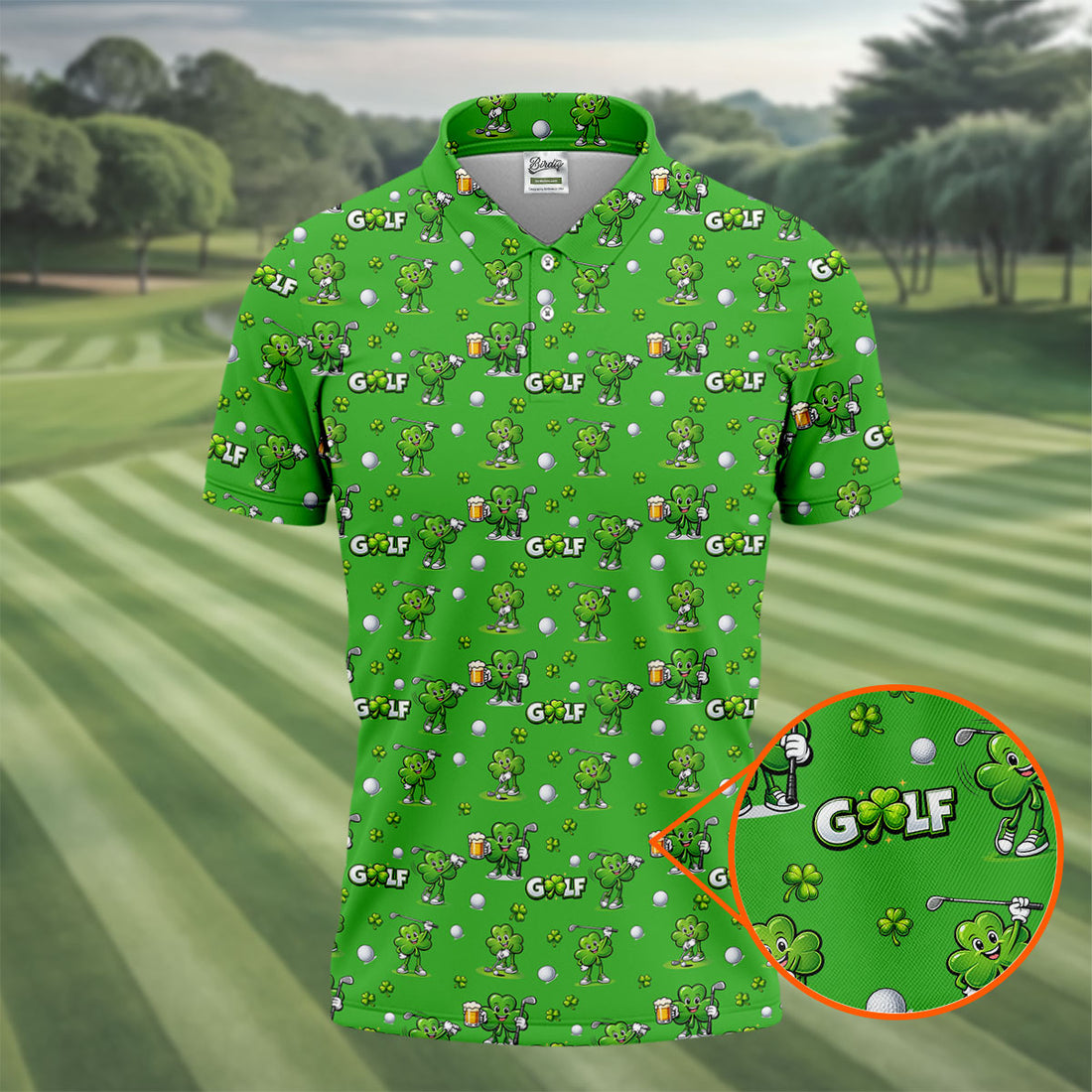 Three Leaf Clover Golf And Beer St Patrick's Day Green Golf Shirt, Fun Golf Shirts For Men, Polo Shirts For Men