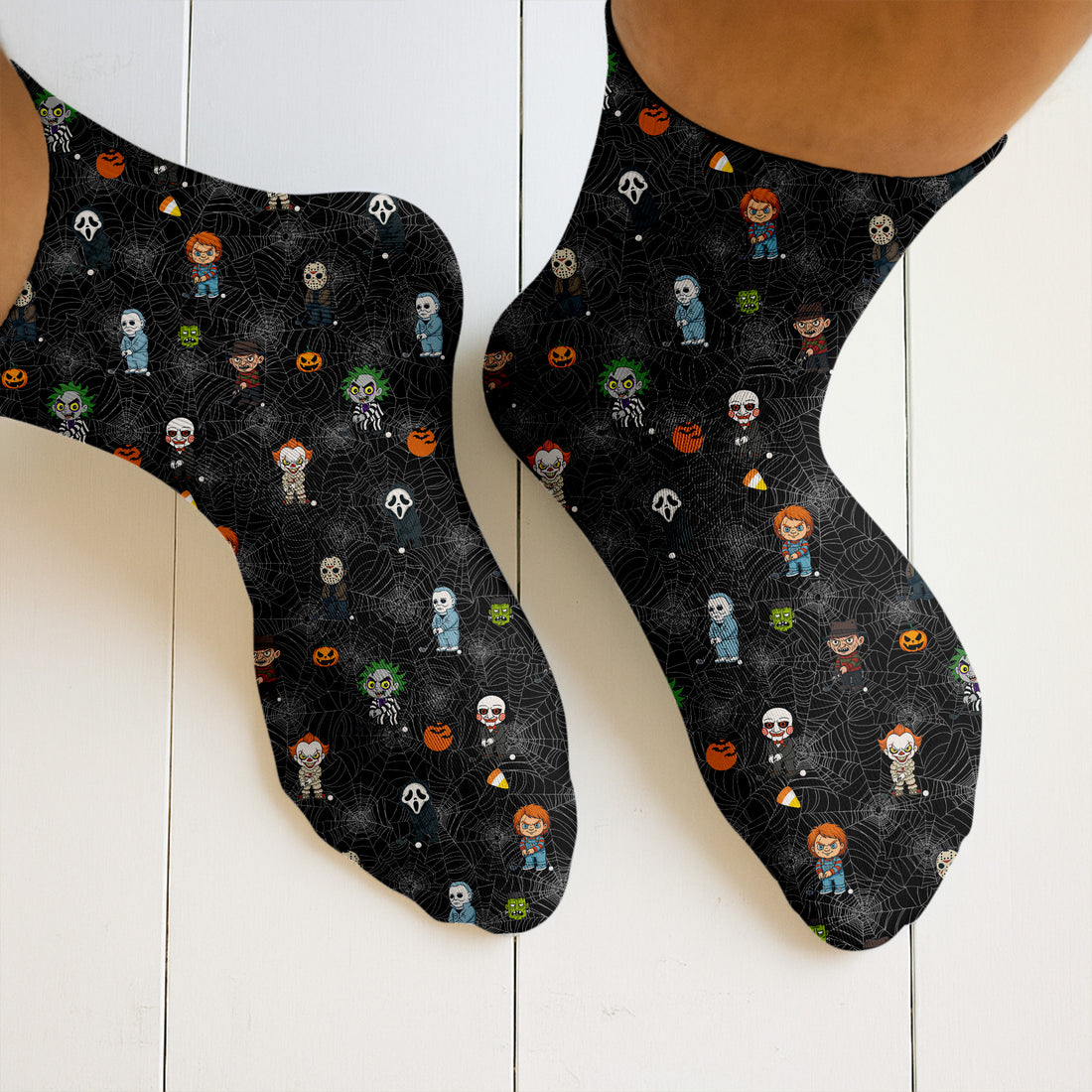 Classic Horror Characters Black Golf Socks, Christmas Golf Gift, Halloween Gift Idea, Golfing Apparel