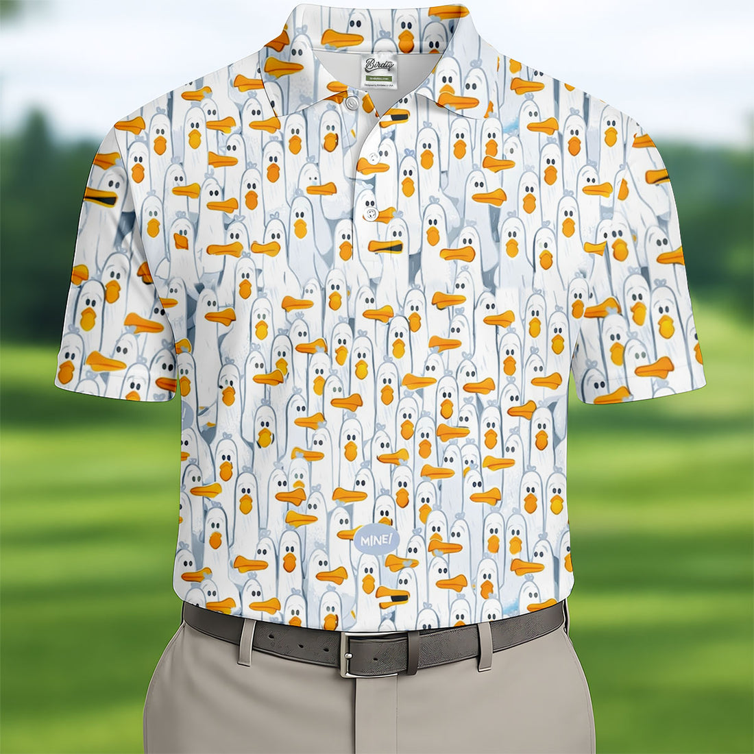 Mine Mine Mine Golf Shirt, Funny Seagull Beach Pattern, Golf Shirt For Men