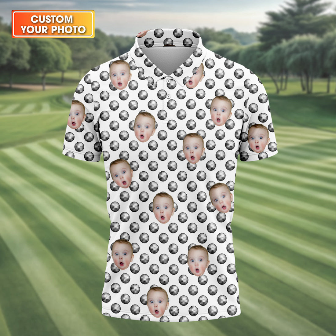 Custom Face Funny Golf Polo Shirt, Gifts For The Golfing Dad, Christmas Golf Gift