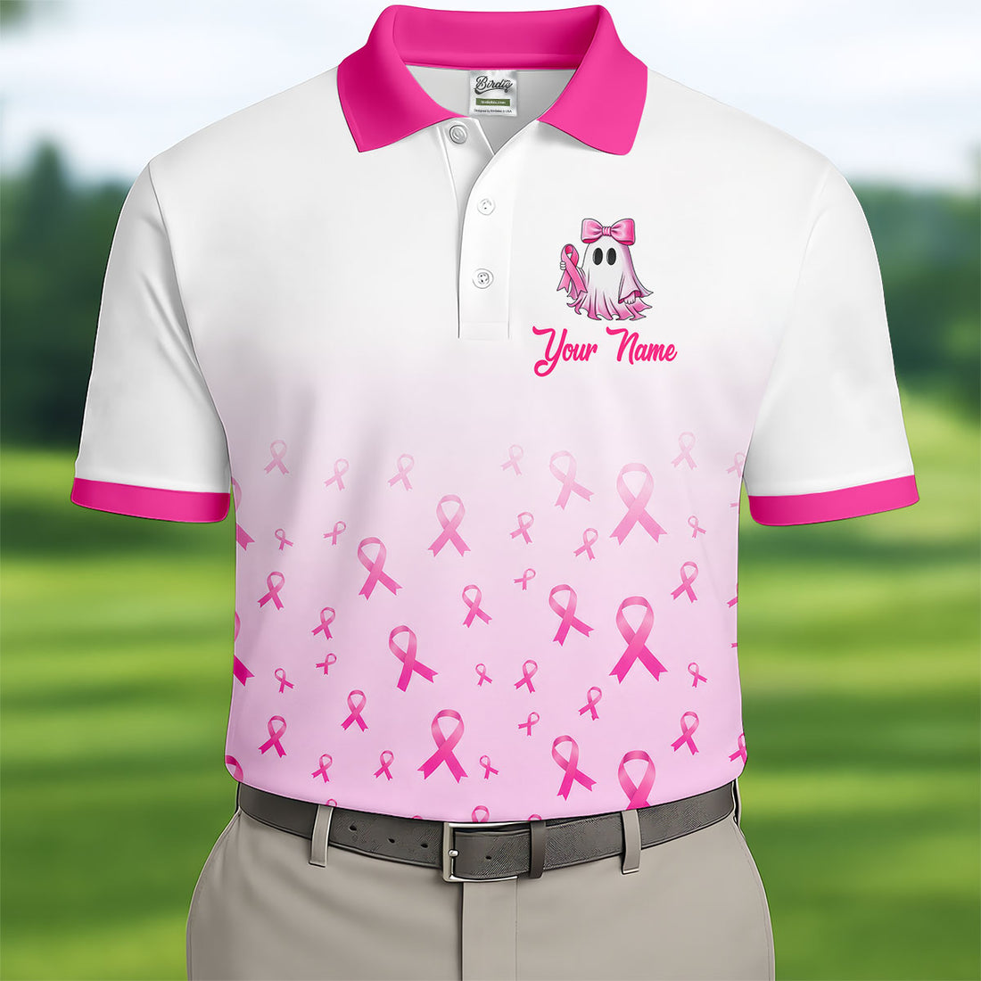 Personalized Breast Cancer Is Boo Sheet Ghost Shirt, Polo Shirts For Men, Mens Golf Shirts