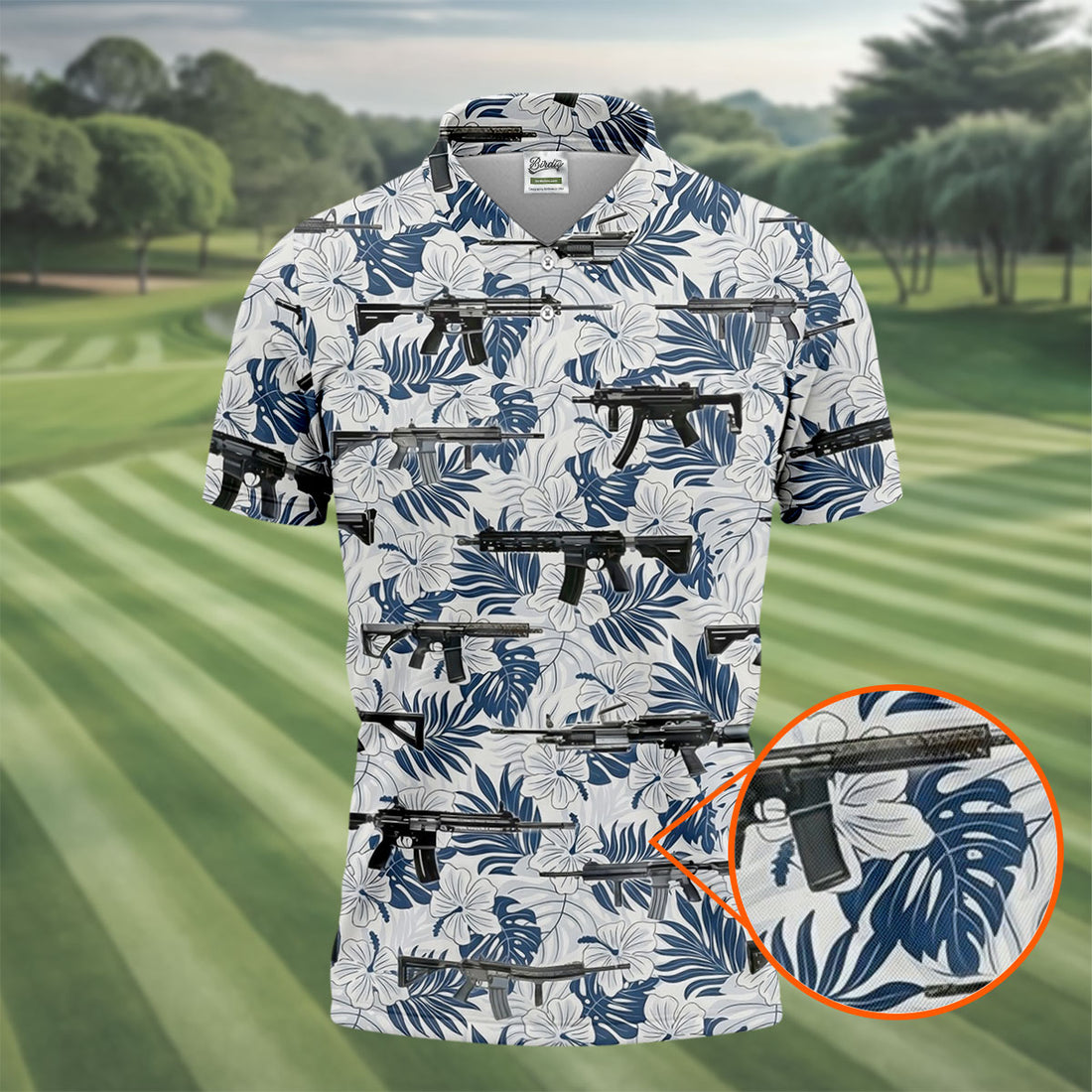Military Theme Tropical Vibe Patriotic Golf Shirt, Polo Shirts For Men, Golf Shirts For Men, Golf Gift For Men
