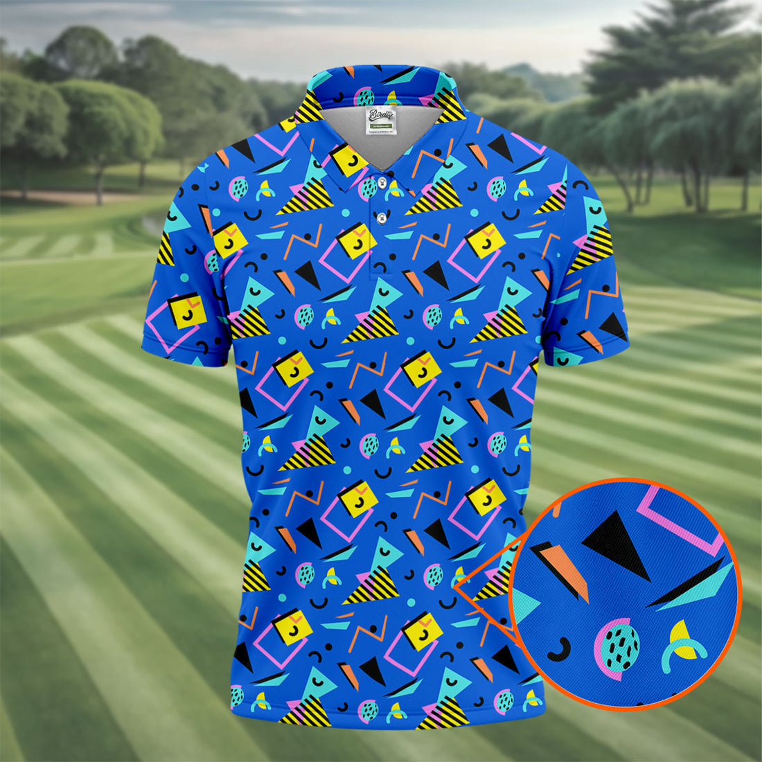 Playful Geometric Memphis Style Golf Tops For Men, Polo Shirts For Men, Golf Shirts For Men