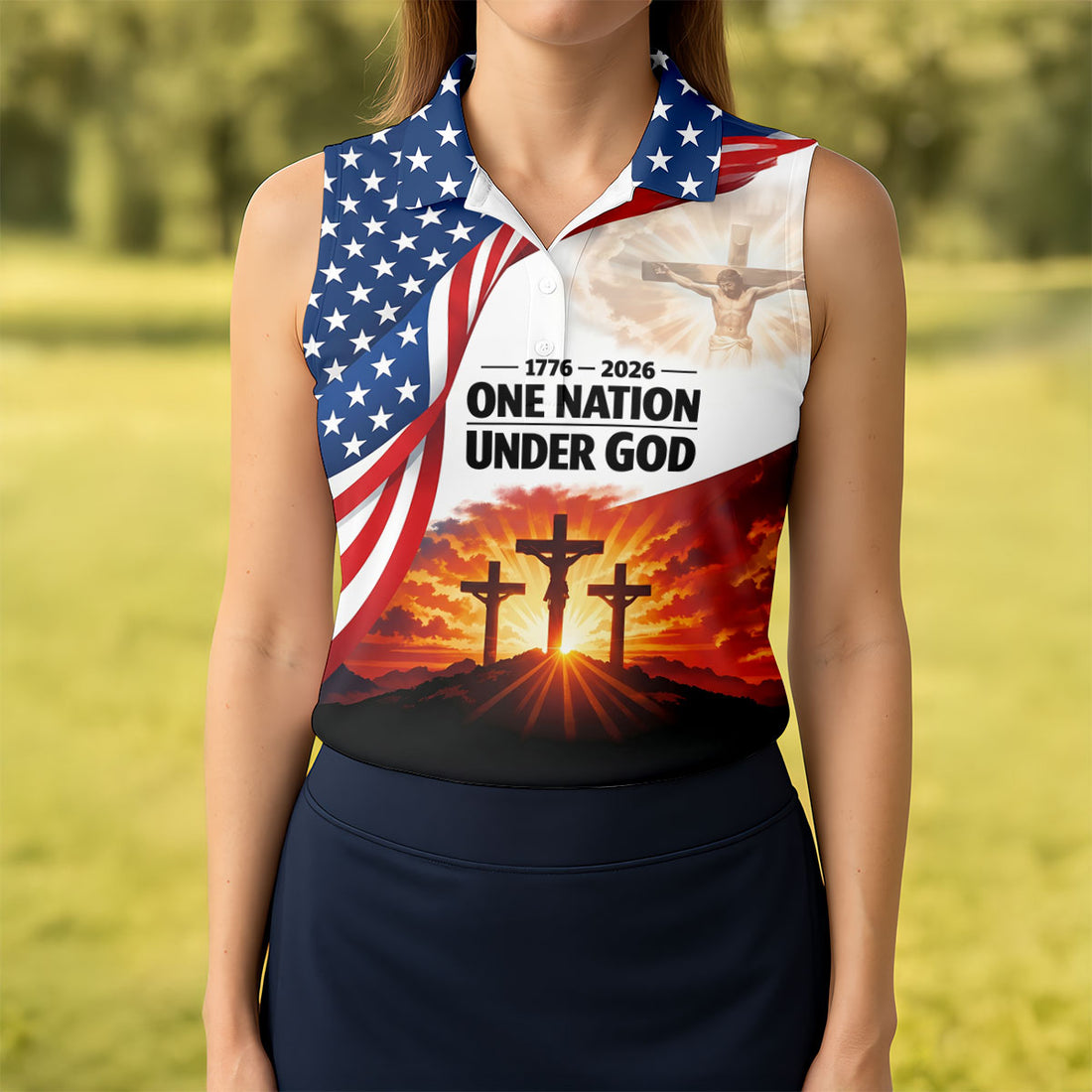 Faith And Freedom Women's 250 Years USA Patriotic Golf Shirt, Christian Patriotic Polo Shirt, 4th of July Golf Shirt