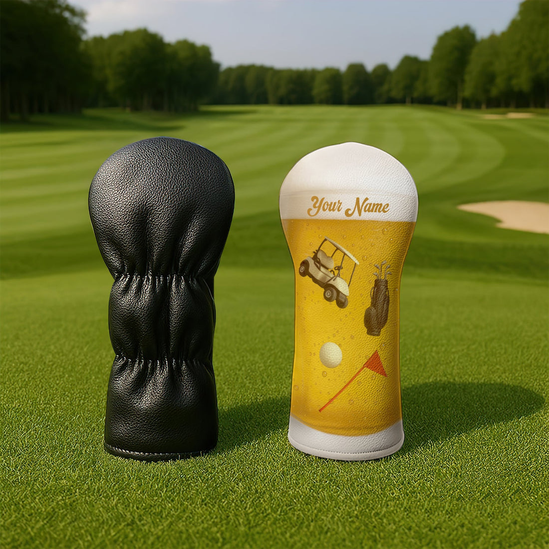 Golf Cart And Beer Golf Head Cover - Funny Golf Gift For Men
