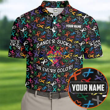 Custom Breast Cancer Sucks In Every Color Polo Shirt, Men's Golf Shirt, Golf Apparel For Men