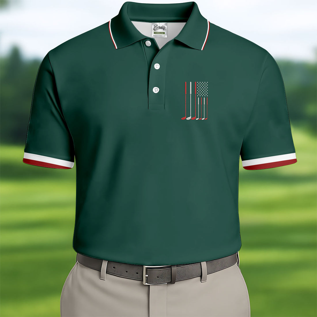 Golf Clubs America Flag Logo 250th Anniversary Green Golf Shirt, Patriotic Golf Shirt, Golf Shirts For Men