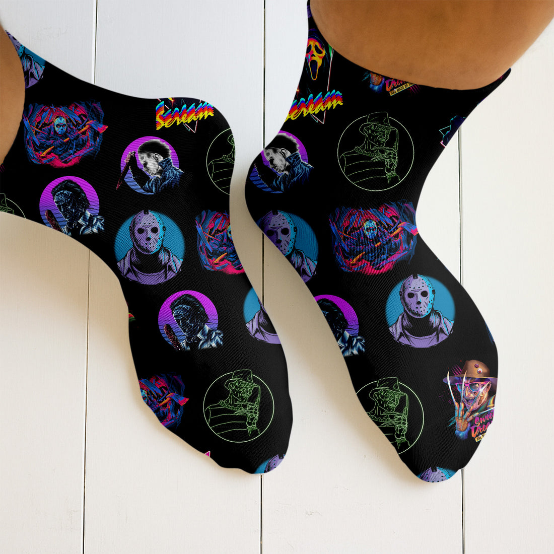 Horror Movie Halloween Golf Socks,  Halloween Gift Idea, Golfing Apparel, Funny Golf Socks