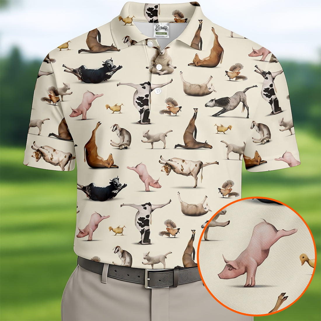Funny Farm Animals Yoga Golf Shirt, Golf Shirts For Men, Men's Golf Shirt, Hawaiian Golf Shirt