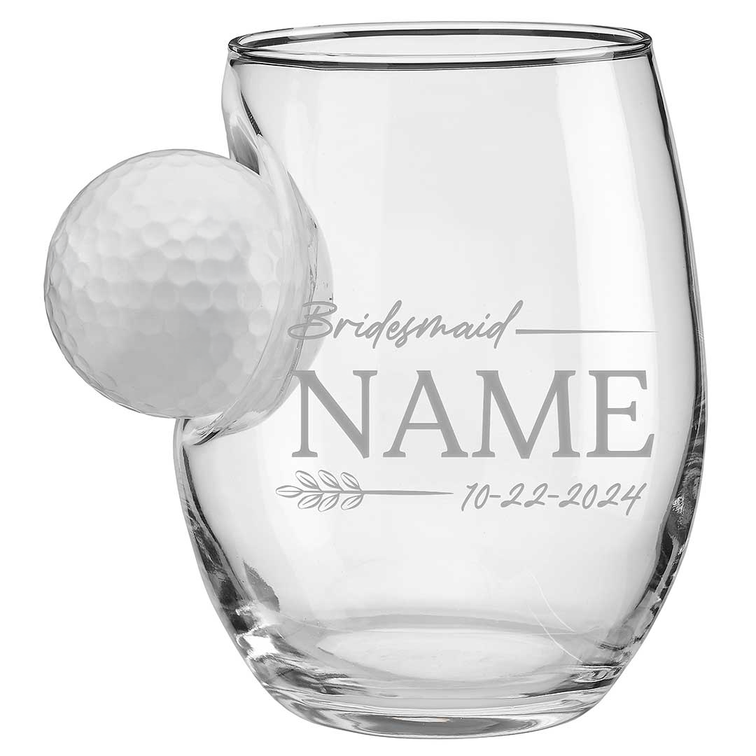 Personalized Bridesmaid Golf Ball Glasses, Golf Whiskey Glass Set, Golf Gifts For Dad