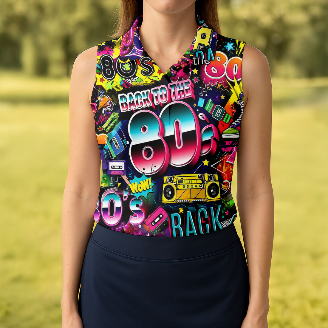 Back To The 80s Vintage Hawaiian Golf Shirt, Women's Golf Tops, Ladies Golf Shirts