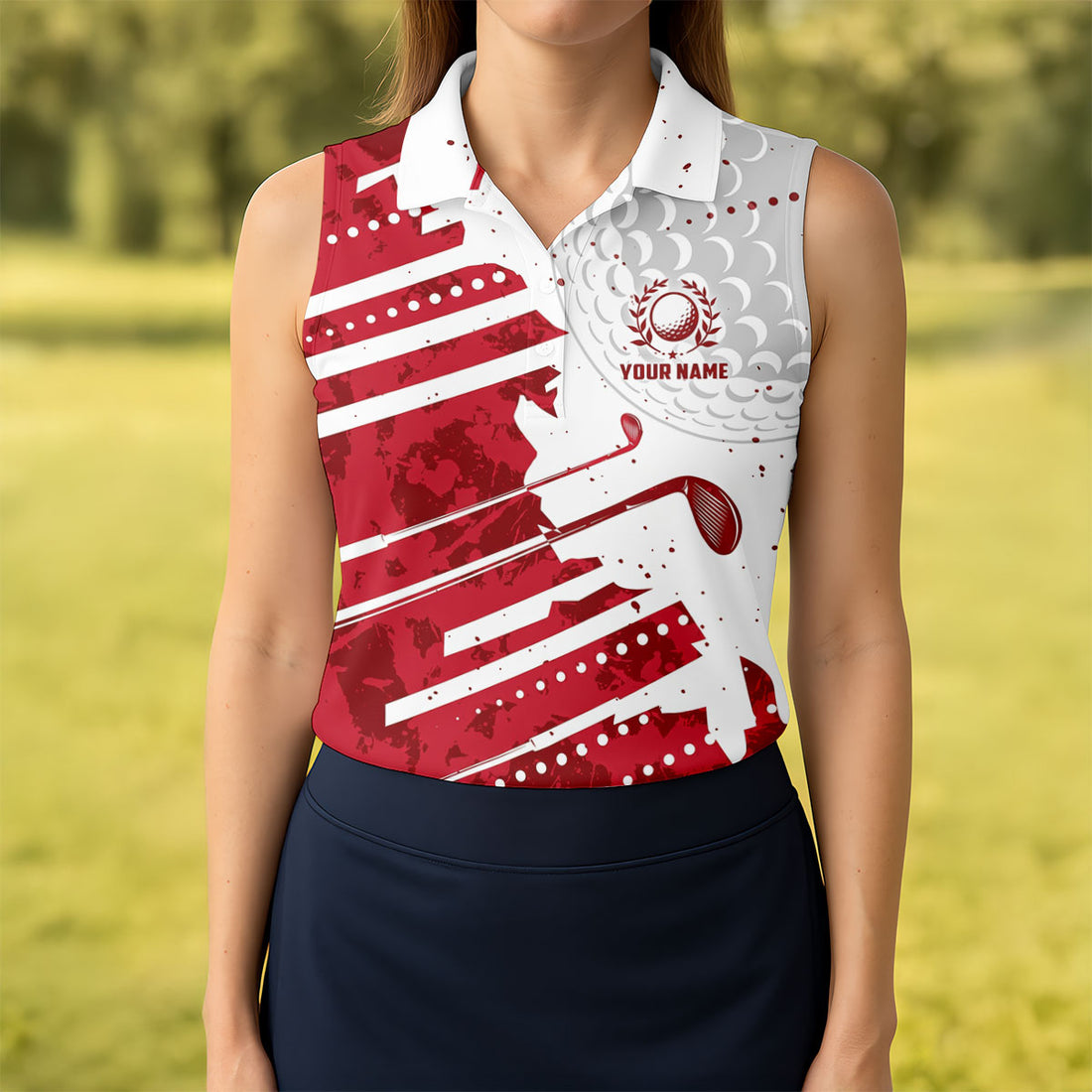 Red Wine Pattern American 250 Years Patriotic Golf Shirt, 4th Of July Golf Shirt For Women