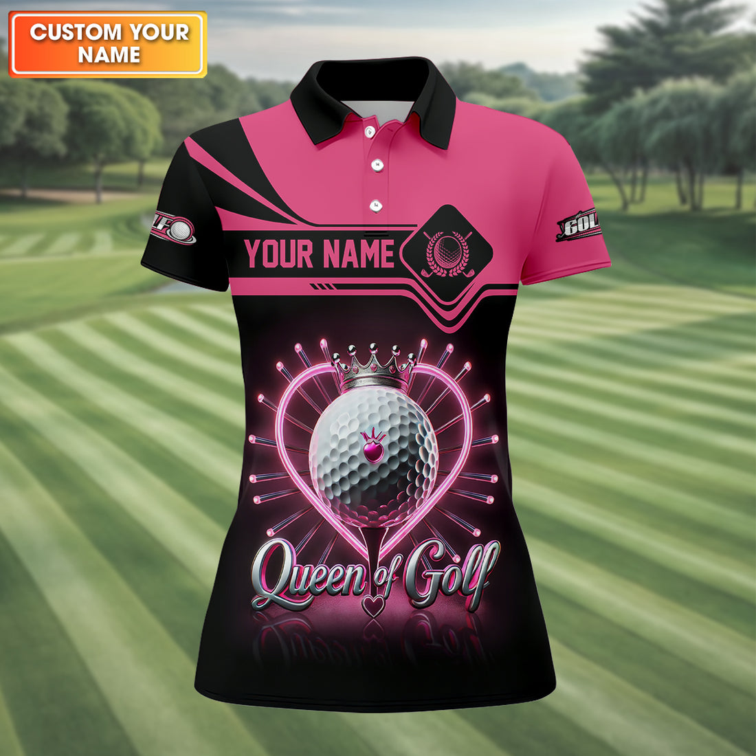Queen Of Golf Custom Funny Womens Golf Polo Shirt, Ladies Golf Shirt, Mothers Day Gifts