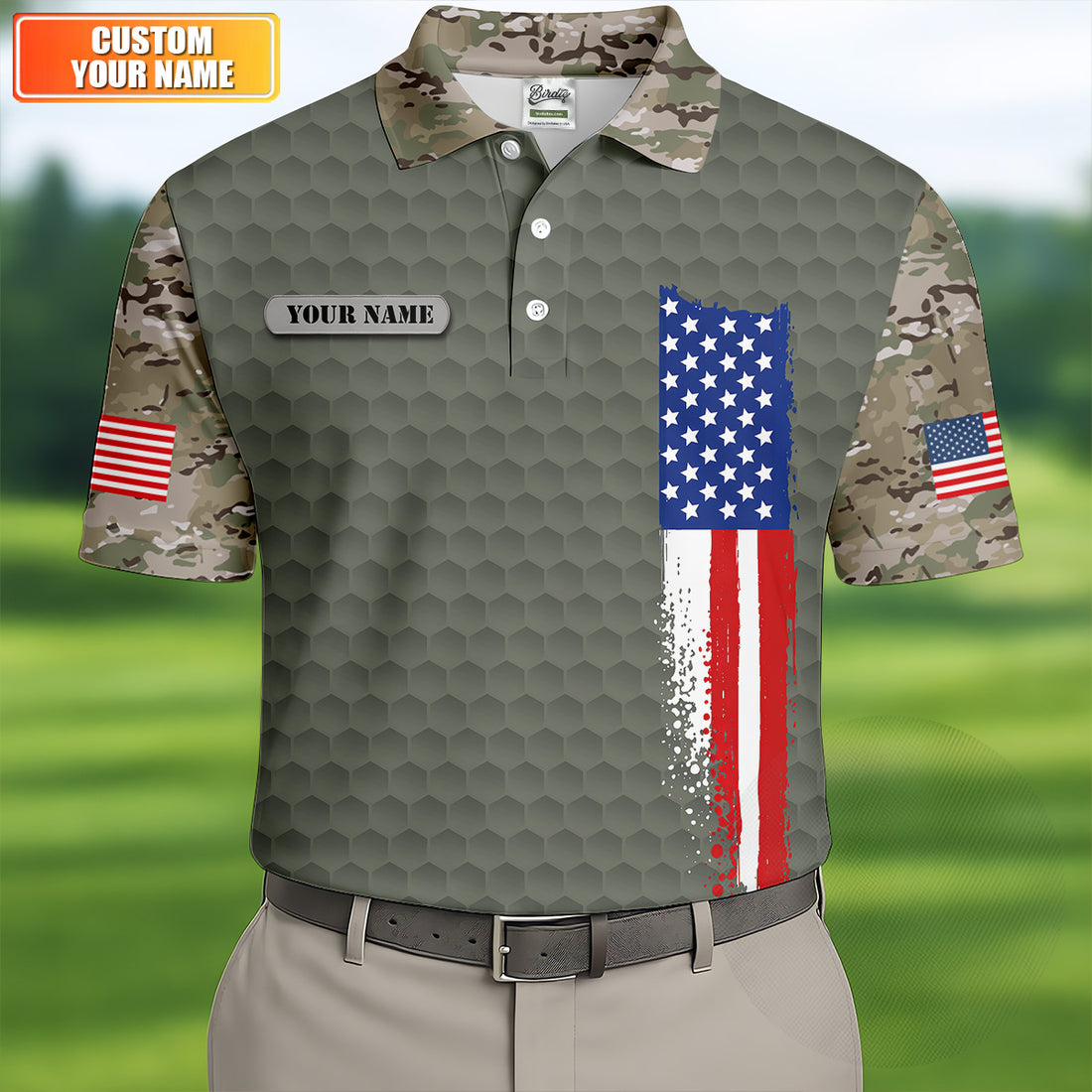 I Am A US Veteran American Flag Camo Golf Shirt, 250 Years 4th Of July Golf Shirts For Men