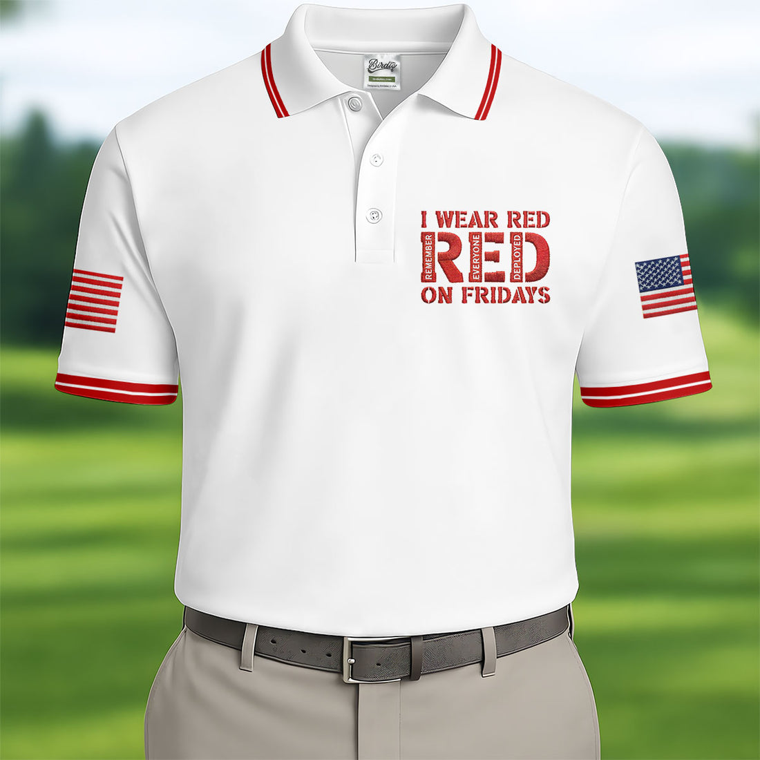 Support Our Troops Golf Shirt, R.E.D. Friday Polo Shirt For Men, Patriotic Military Pride Wear