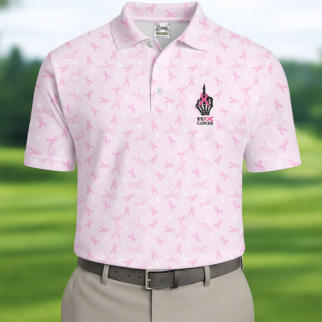 Fuck Cancer Skeleton Hand Breast Cancer Polo, Mens Golf Apparel, Polo Shirts For Men
