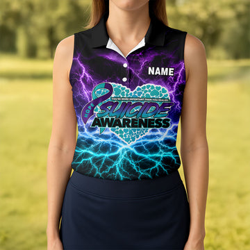Suicide Awareness Hope Ribbon Lightning Golf Polo Shirt, Women’s Golf Polo