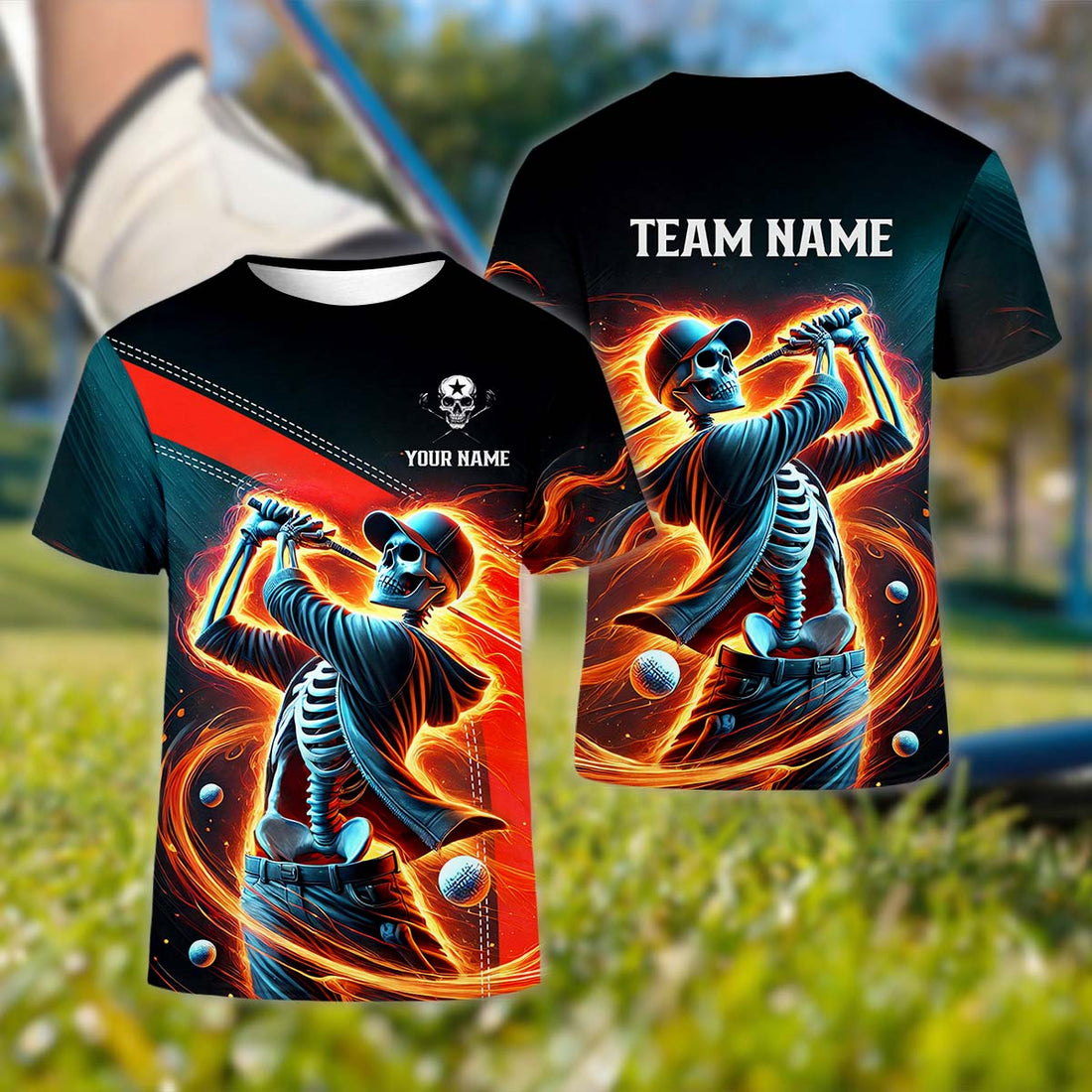 Skeleton Shirt, Personalized Golf Shirt, Unique Gift For Golfer