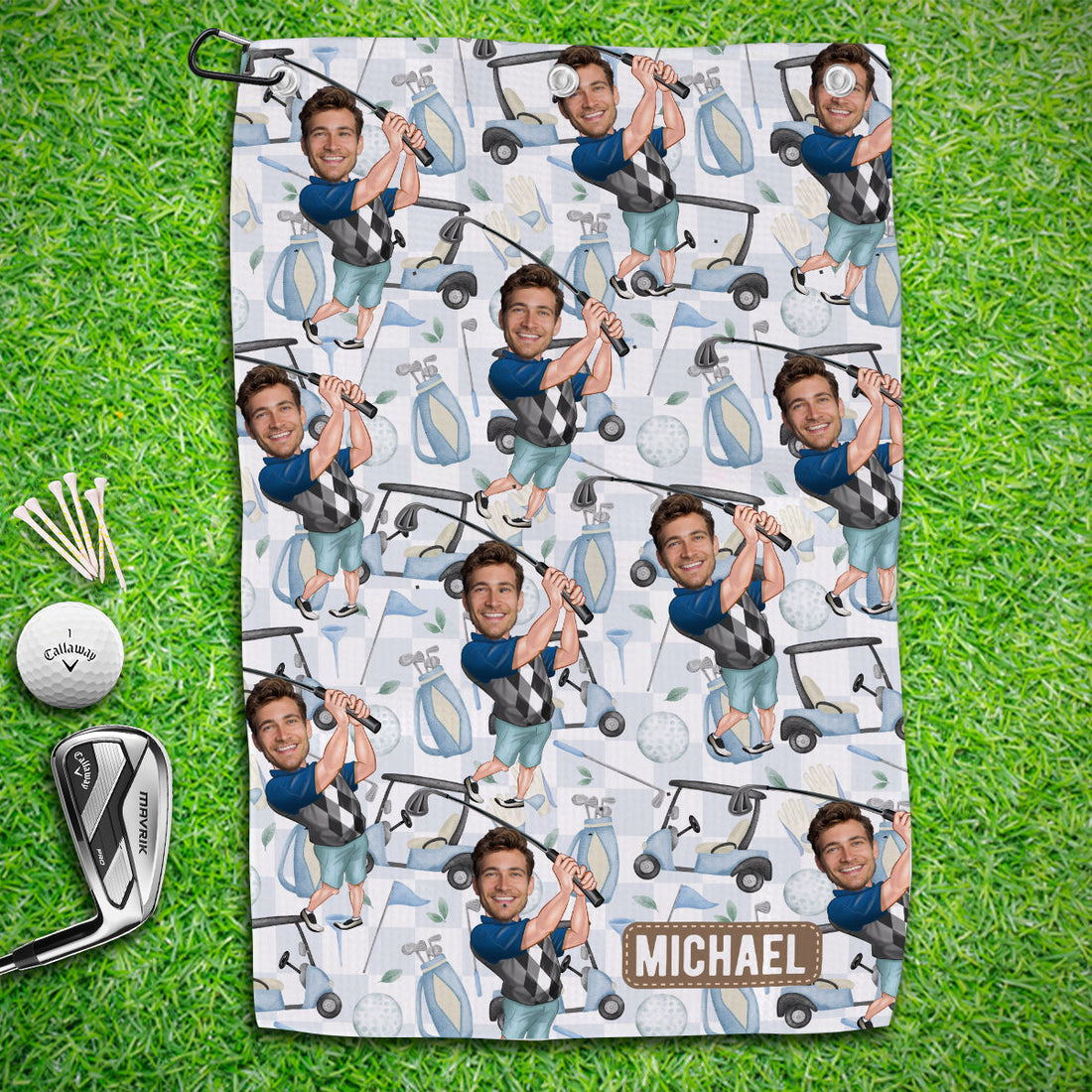 Custom Photo Microfiber Waffle Small Golf Towel, Funny Golf Towels, Gift For Golfers