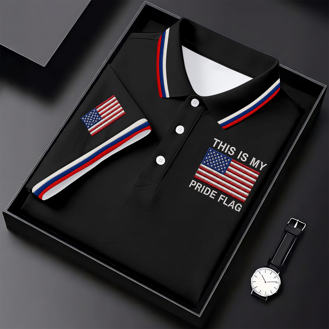 This Is My Pride Flag Men's Patriotic Golf Shirts, Father's Day Golf Gift, 250 Years Polo Shirts For Men