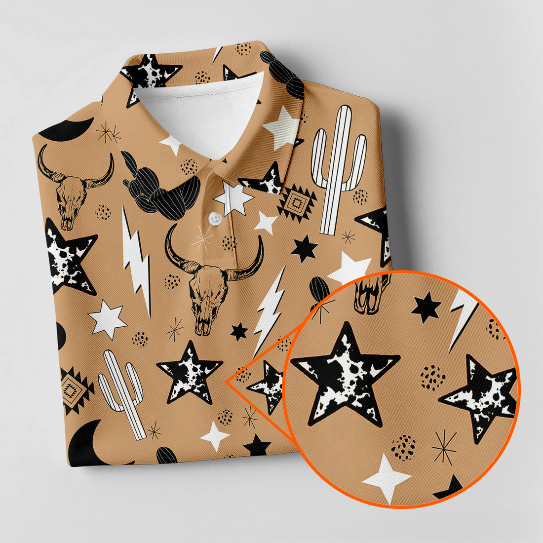 Western Star Seamless Pattern Golf Polos, Golf Shirts For Men, Golfing Apparel