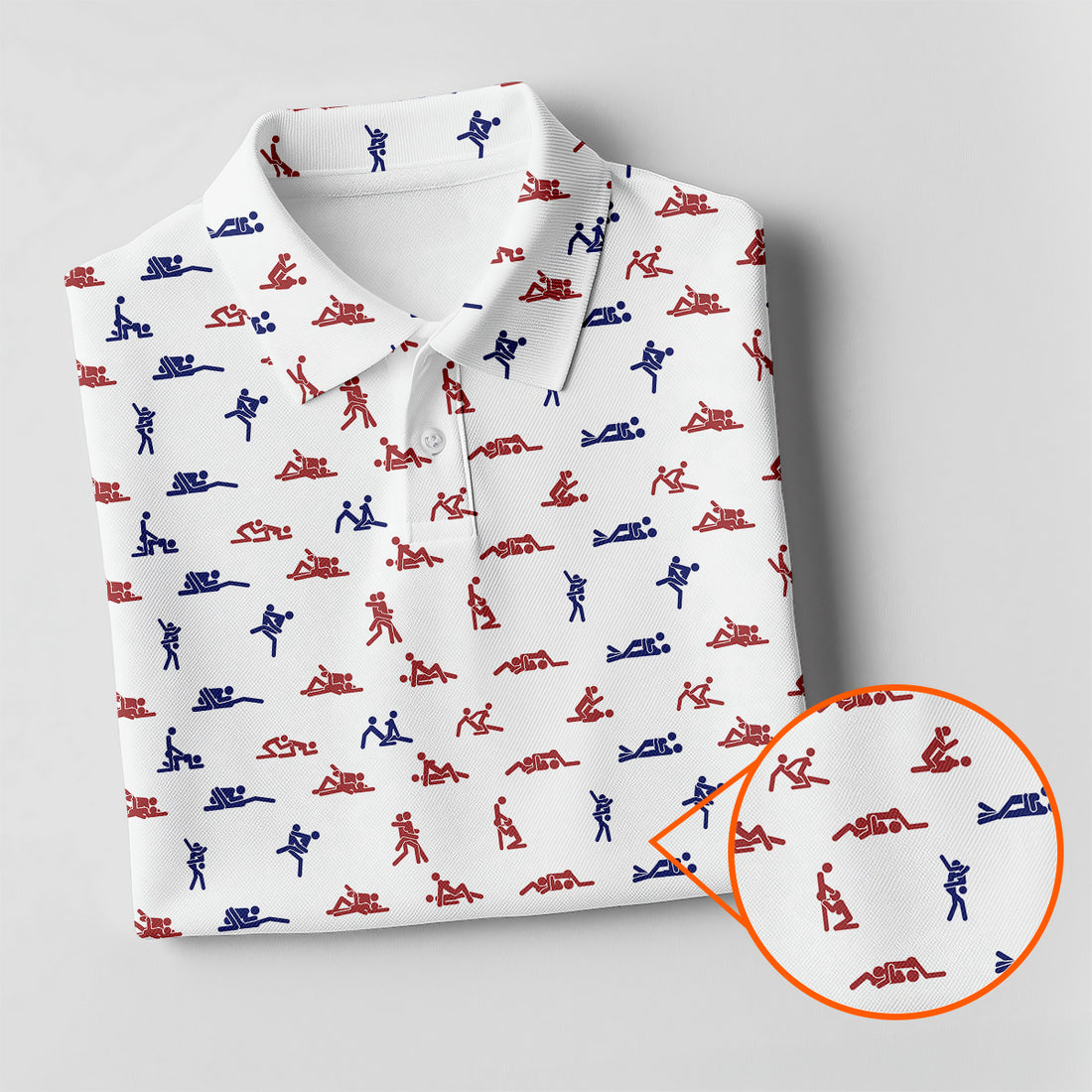 Funny Couple White Men's Polo Shirt, Funny Sex Position Golf Polo, Fun Men Golf Shirts, Men Golf Gift