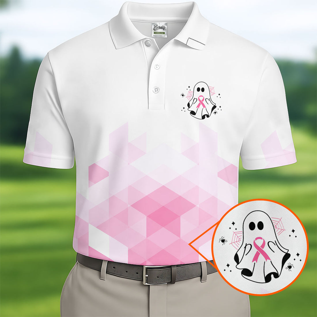 Breast Cancer Is Boo Sheet Ghost Polo Shirt, Mens Golf Polo, Printed Golf Shirts