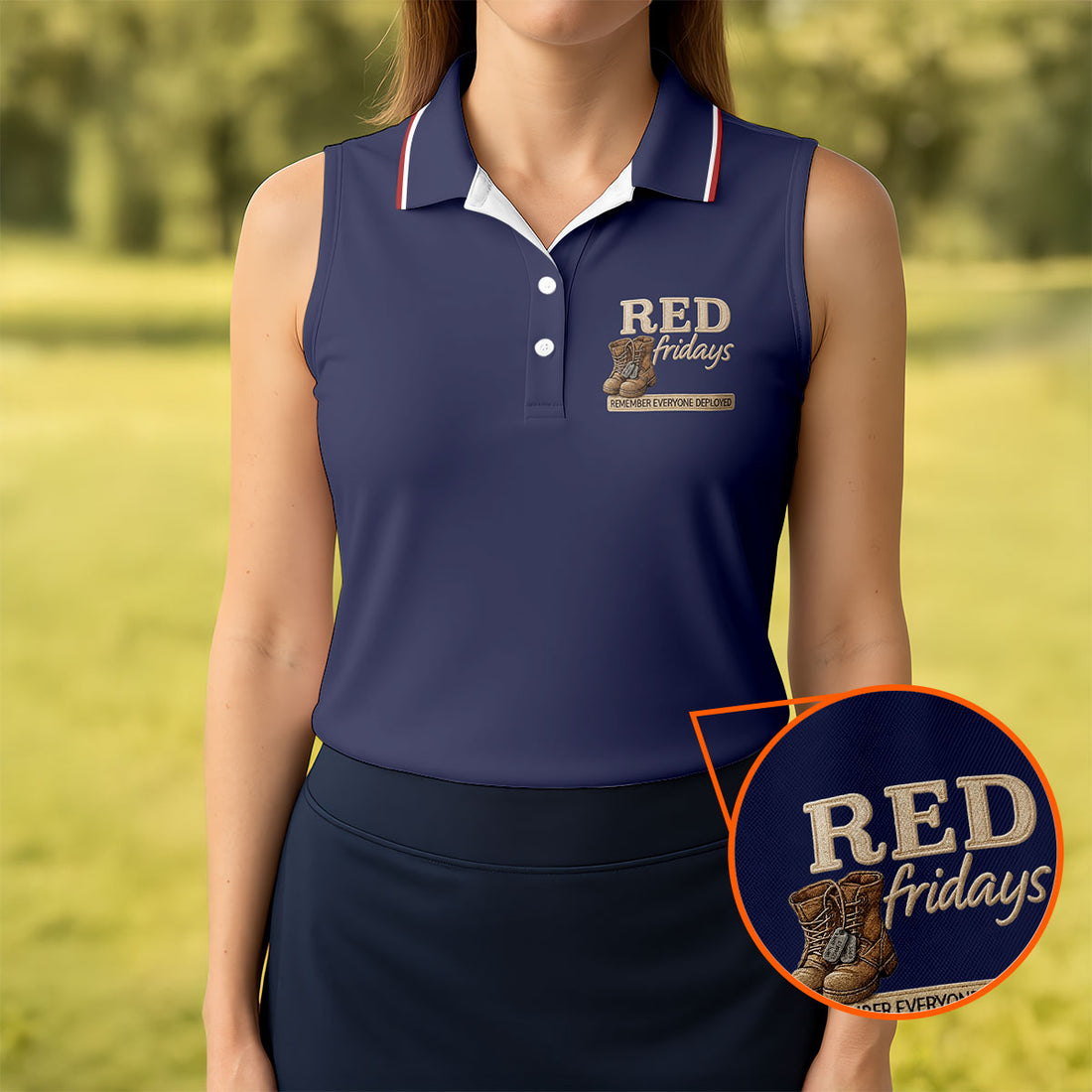 Red Fridays Combat Boots Women's 250 Years USA Patriotic Golf Shirt, 4th of July Golf Shirt