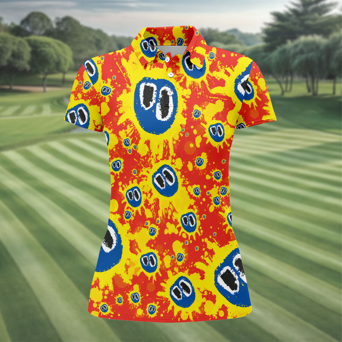 Funny Sun Vintage Rock Hawaiian Golf Shirt, Hot Color Women's Golf Tops, Ladies Golf Shirts