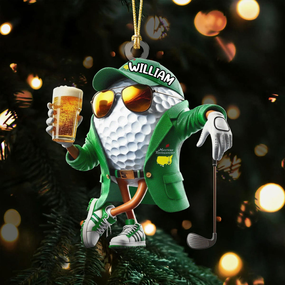 Funny Golf Ball Golf Masters Acrylic Ornaments, Golf Christmas Gifts, Funny Golf Presents