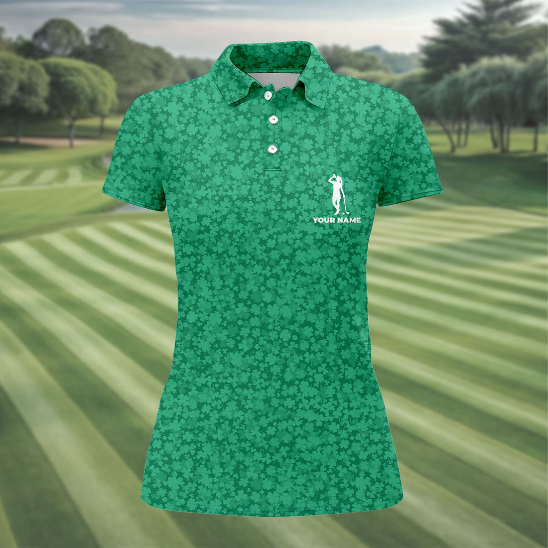 Shamrock Beer Lucky Four Leaf Clover St Patrick Day Golf Shirt, Women's Golf Shirts, Ladies Golf Polos