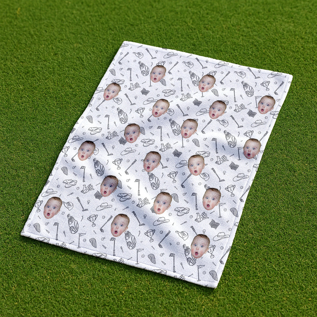 Custom Kid Face Small Funny Golf Towel, Golf Rag, Golf Gift For Dad