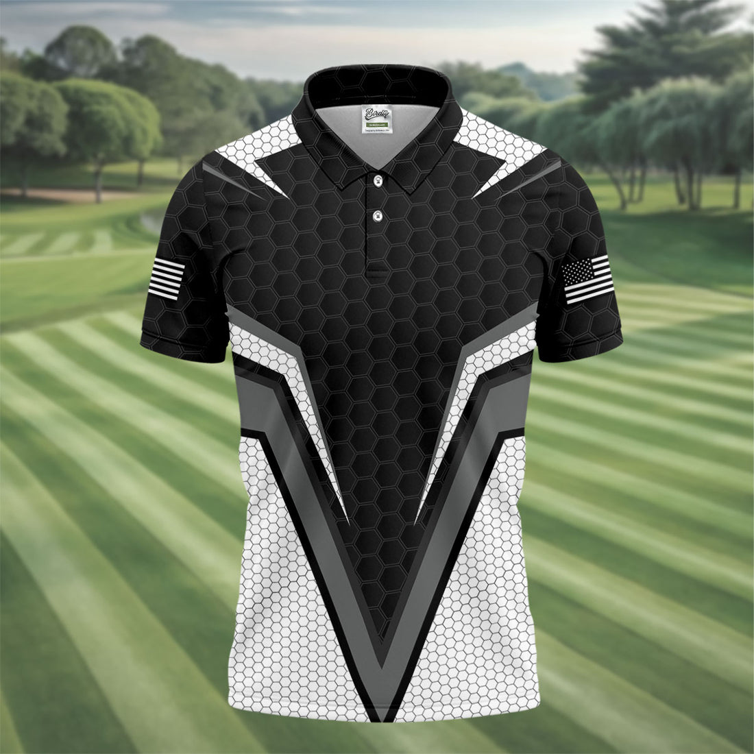 American Flag Men's Polo Shirt, Thin Blue Line Tactical Golf Polo, 4th Of July Golf Shirt