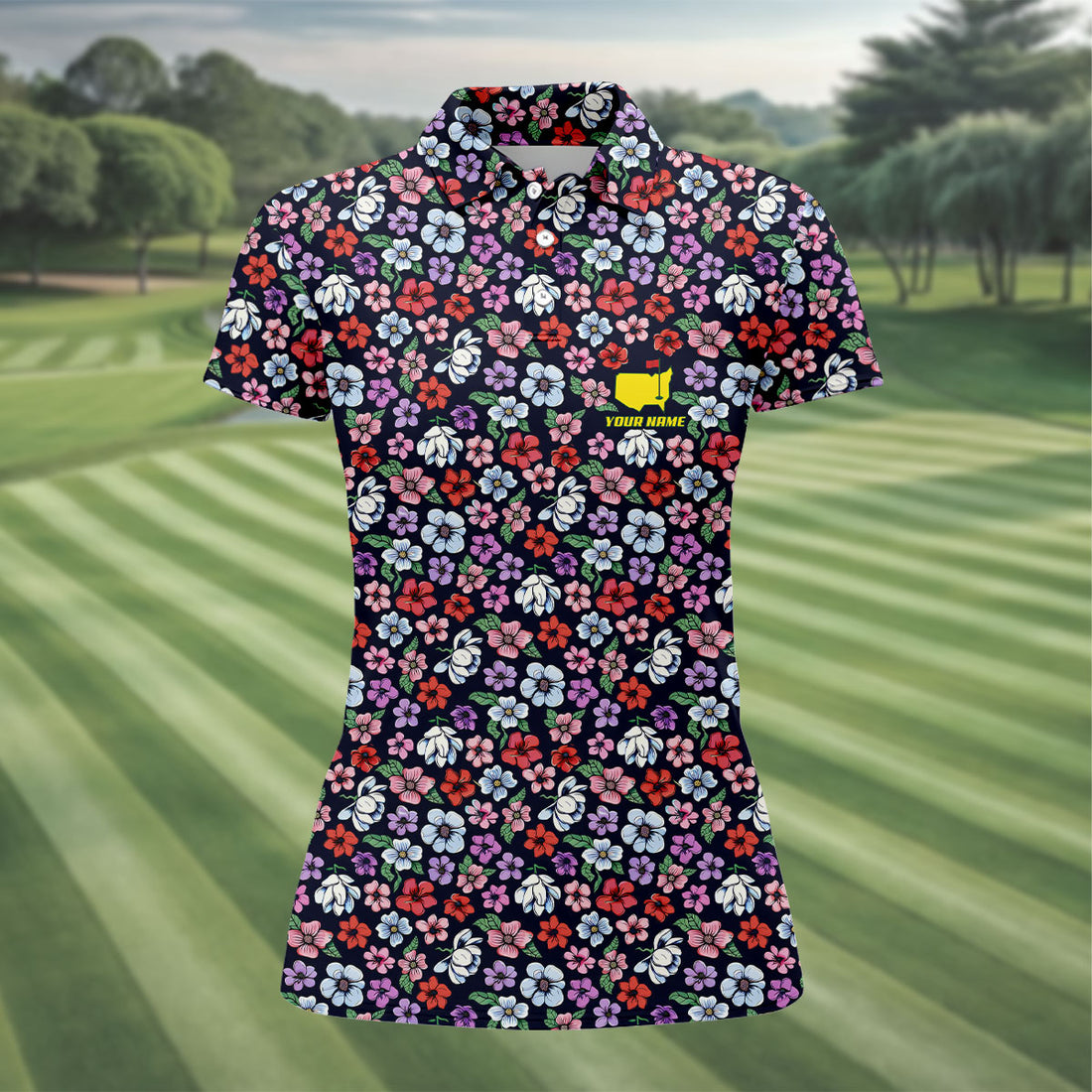 Colorful Floral Performance Golf Shirt, Golf Tournament Women Golf Top, Ladies Golf Shirts