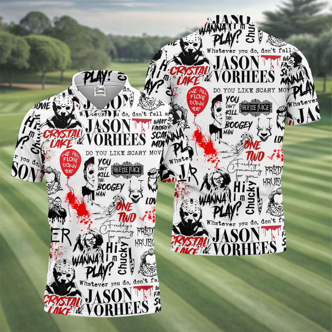 Never Stop Dreaming Halloween Golf Shirt, Mens Funny Golf Shirts, Horror Movie Shirt