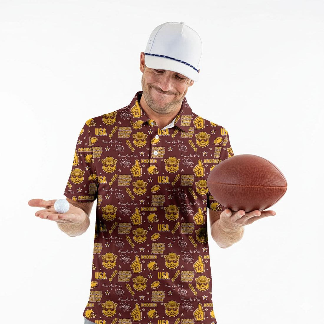 Major Tuddy Burgundy And Gold Sport Polo, American Football League Gift Ideas For Football Fans