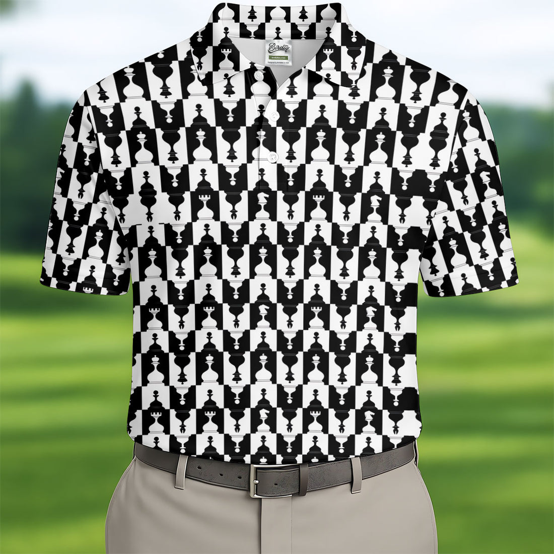 Chess Board Pattern Hawaiian Golf Shirt, Chess Lover Gift Men's Golf Shirt, Polo Shirts For Men
