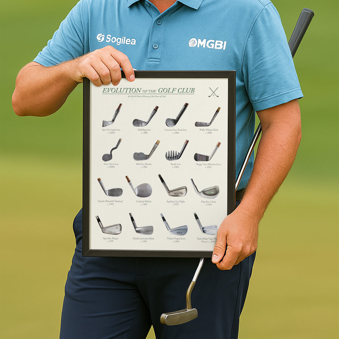 Evolution Of The Golf Club Canvas, Golf Wall Art, Gift For Golfer