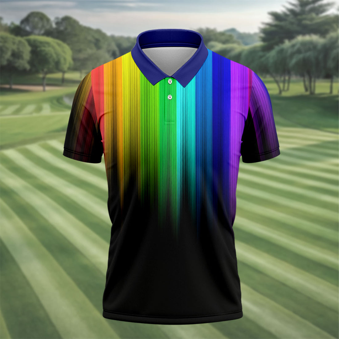 Rainbow Gradient LGBT Support Golf Tops For Men, Gay Pride Month Celebrate Golf Shirts For Men