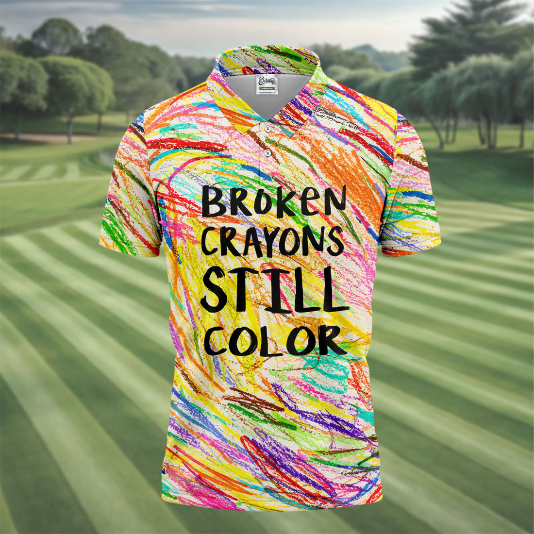Broken Crayons Still Color Abstract Golf Polo Shirt, Men's Golf Shirt, Mens Golf Apparel
